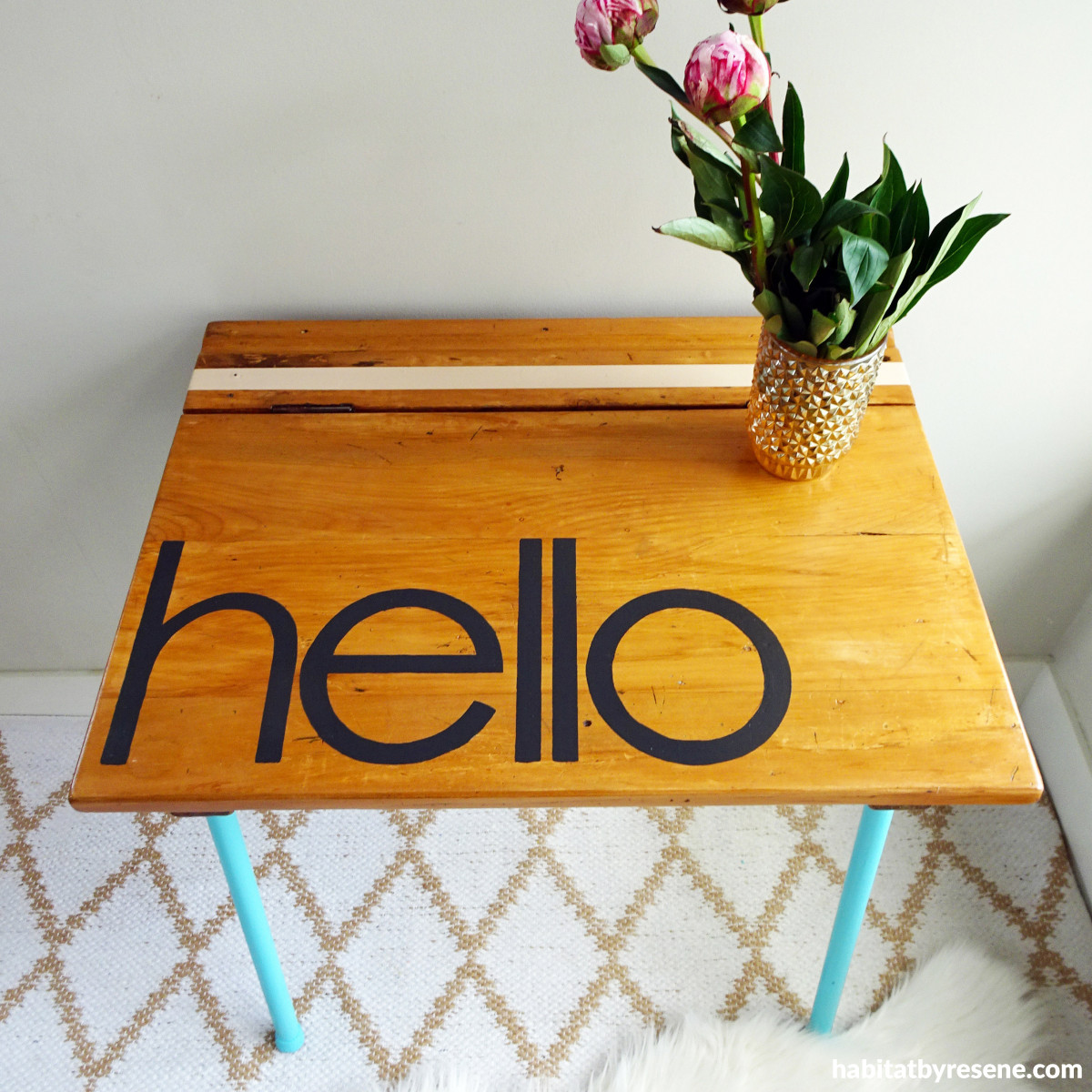 DIY: Turn an old school desk into a stylish side table or hallway