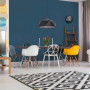 dining room Inspo, open plan living space, open plan inspiration, blue and yellow decor, Resene