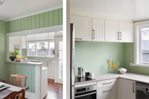 Resene Norway green kitchen
