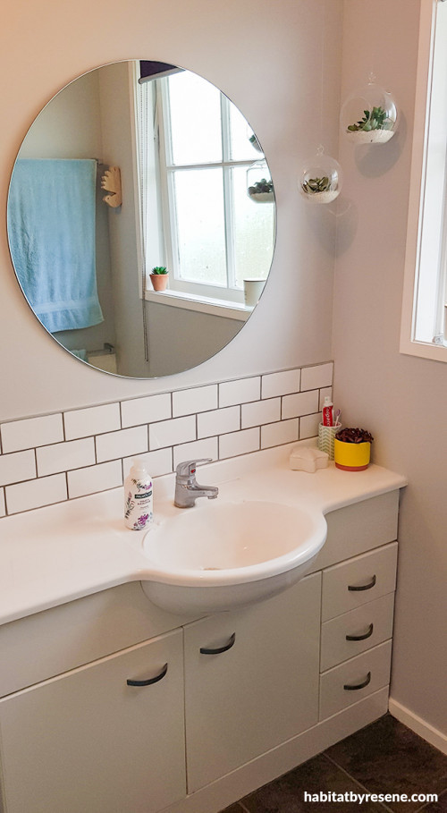 bathroom renovation, grey bathroom, bathroom Inspo, subway tile, Resene