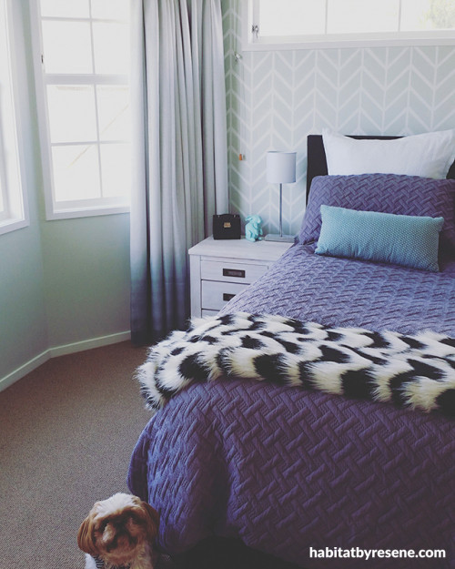 Calm bedroom, Resene Periglacial Blue, soft blue, House renovation, 70s renovation