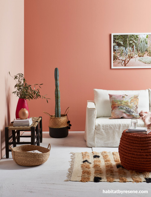pink desert living room
