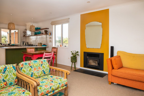Yellow Fireplace, Yellow Interiors, Mustard Decor, Retro Renovation
