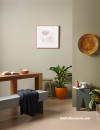 Japanese design dining room green Resene Bud