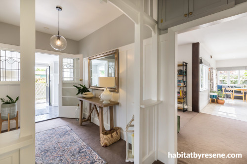 entryway inspiration, white entryway, entranceway, clean entranceway, foyer inspiration, Resene 