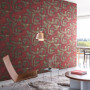 jewel toned living room, red wallpaper, wallpaper inspiration, decorating with red, Resene