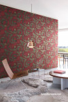 jewel toned living room, red wallpaper, wallpaper inspiration, decorating with red, Resene