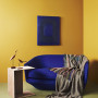 Yellow Interior, Yellow Room, Statement Room, Blue Sofa