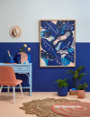 bright blue striped wall