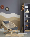 Living room winter colours Resene mural wall wave