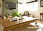 Formal dining room green feature wall