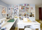 craft room office blue walls