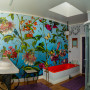 Bathroom Wallpaper, Blue Wallpaper, Flower Wallpaper, Orange Bathroom