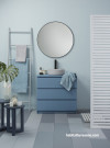 Blue Bathroom, Blue Interiors, Blue Vanity, Calm Bathroom