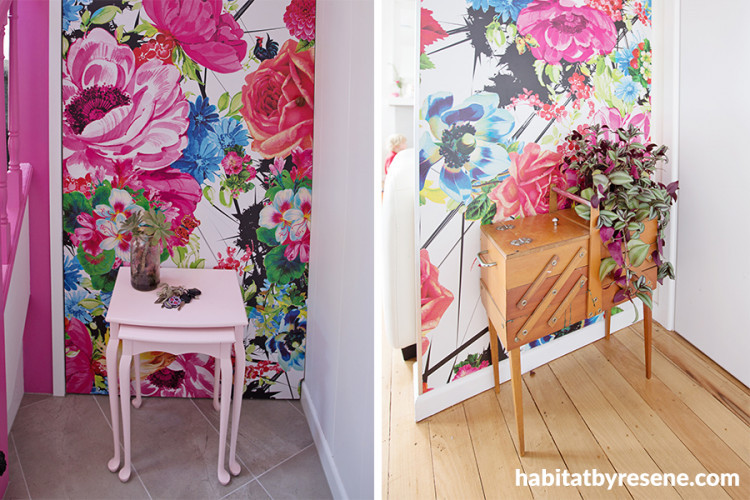 floral walls, accent wall, feature wall, decorating with floral, floral decorating, Resene 