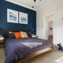 blue bedroom feature wall tongue and groove