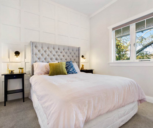 Bedroom white walls panelling