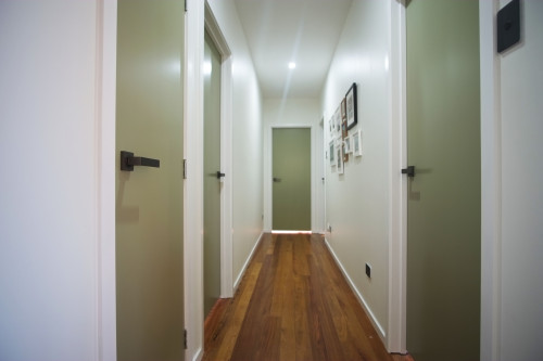 hallway green doors