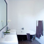 bathroom inspiration, black and white bathroom, black bath, claw foot bath, bathroom decorating, Resene
