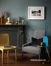 Resene Blue Bayoux wall grey fireplace