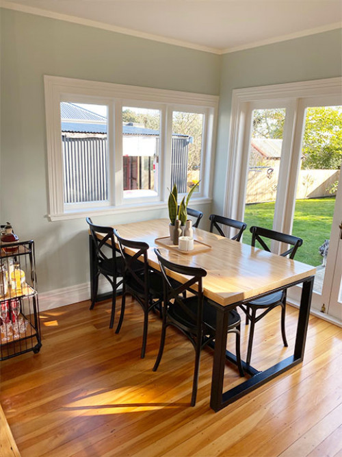 Pastel green dining room