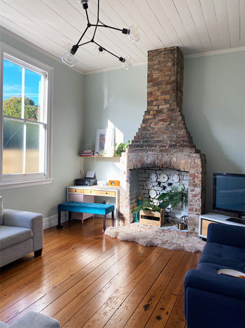 pastel green living room