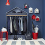 Mudroom, Blue Interiors, Red White and Blue, Resene Bunting, White Floor