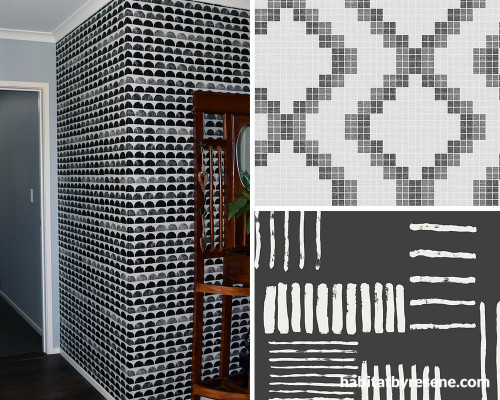 Black and White Wallpaper, Geometric Wallpaper, Modern Entryway, Grey and White