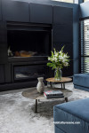 Blue Interiors, Blue Fireplace, Blue Entertainment Area, Navy Interiors