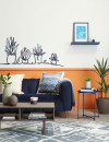 orange wainscotting wall mural