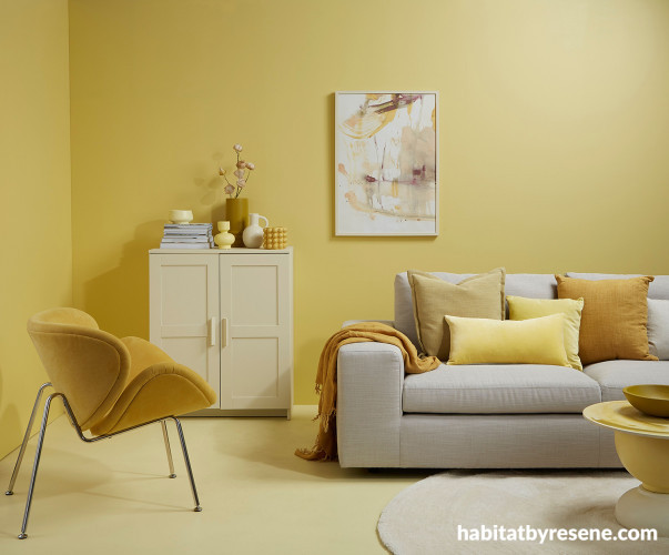 Yellow Interiors, Yellow Lounge, Warm Interiors, Mustard Interiors